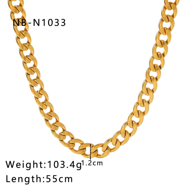 Punk trend mix color stainless steel cuban link chain necklace for men women