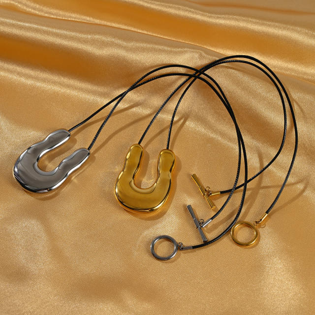 Personlity chunky U shape pendant stainless steel necklace