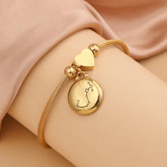 18KG stainless steel zodiac charm bangle