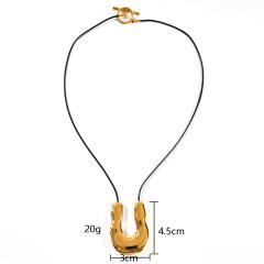Personlity chunky U shape pendant stainless steel necklace