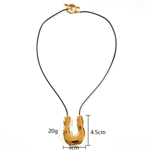 Personlity chunky U shape pendant stainless steel necklace