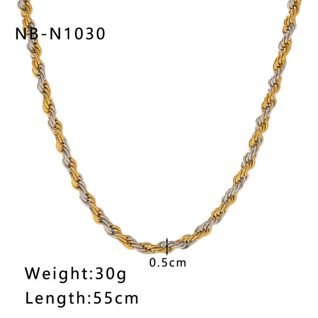 Punk trend mix color stainless steel cuban link chain necklace for men women