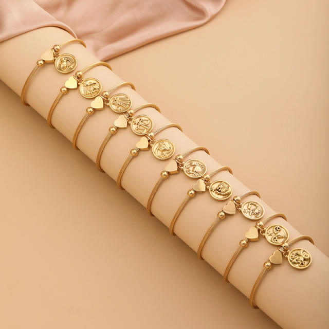 18KG stainless steel zodiac charm bangle