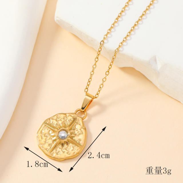 Delicate diamond sun evil eye stainless steel pendant diy accessory charm without chain