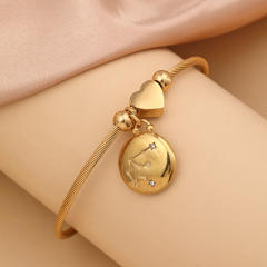 18KG stainless steel zodiac charm bangle
