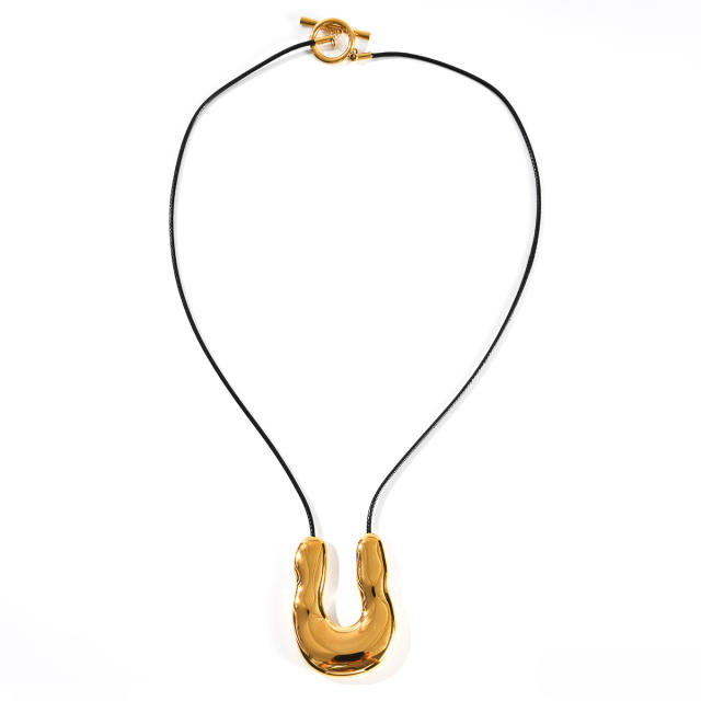 Personlity chunky U shape pendant stainless steel necklace