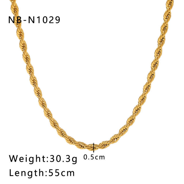 Punk trend mix color stainless steel cuban link chain necklace for men women