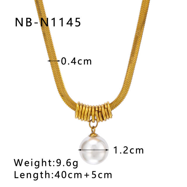 18KG personality knot pearl pendant stainless steel necklace