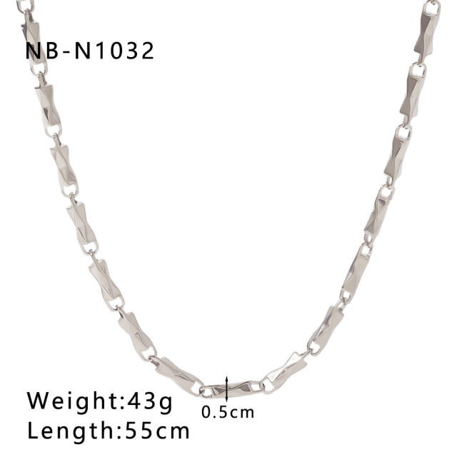 Punk trend mix color stainless steel cuban link chain necklace for men women