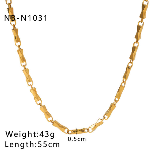 Punk trend mix color stainless steel cuban link chain necklace for men women