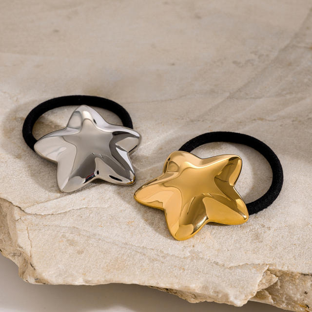 Chunky stainless steel star hair ties