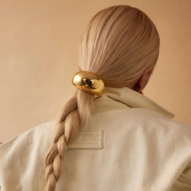 Chunky gold silver color stainless steel hair ties for thick hair