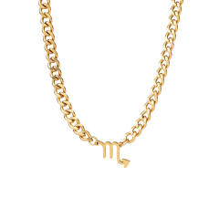 Stainless steel zodiac pendant cuban link chain necklace