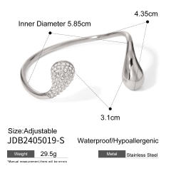 Chunky waterdrop diamond Asymmetric stainless steel bangle