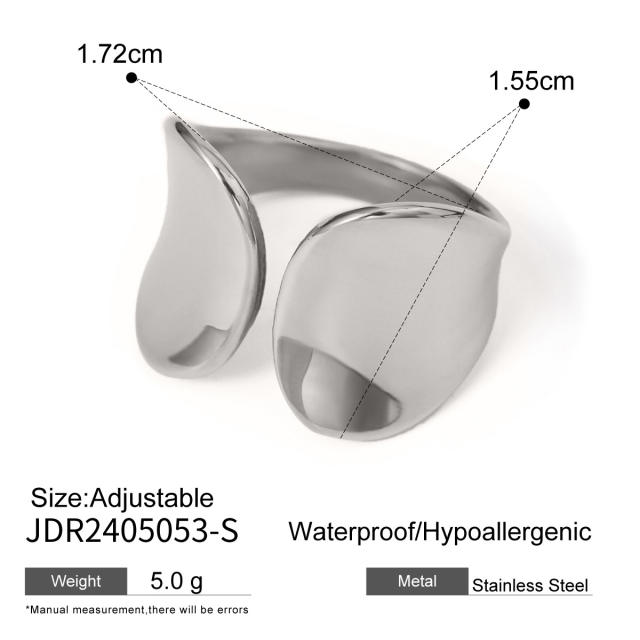 Concise easy match chunky mirror design stainless steel finger rings