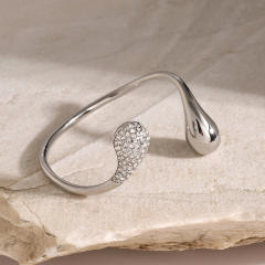 Chunky waterdrop diamond Asymmetric stainless steel bangle