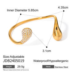 Chunky waterdrop diamond Asymmetric stainless steel bangle