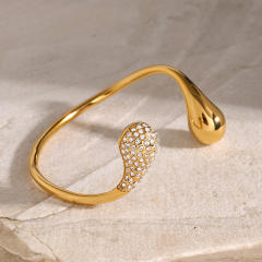 Chunky waterdrop diamond Asymmetric stainless steel bangle