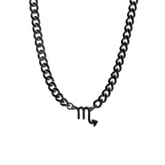 Stainless steel zodiac pendant cuban link chain necklace