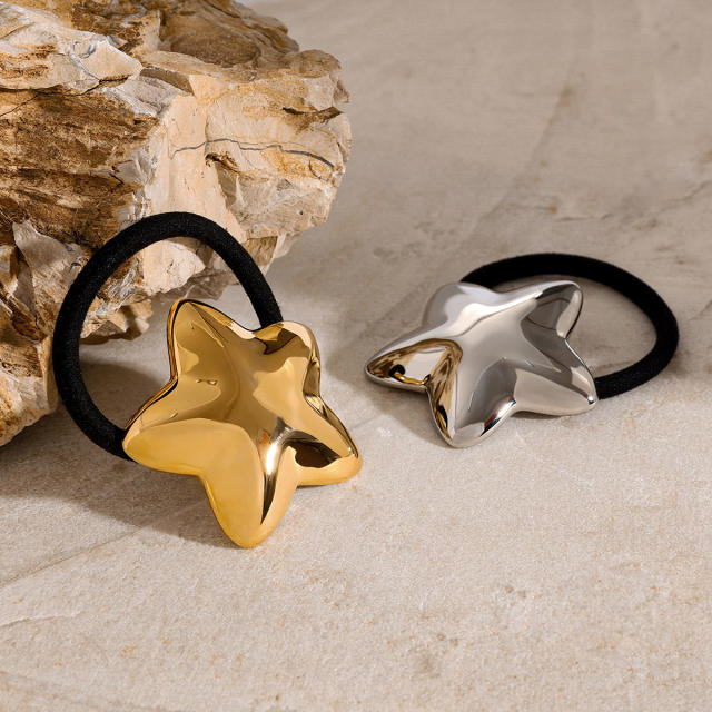 Chunky stainless steel star hair ties