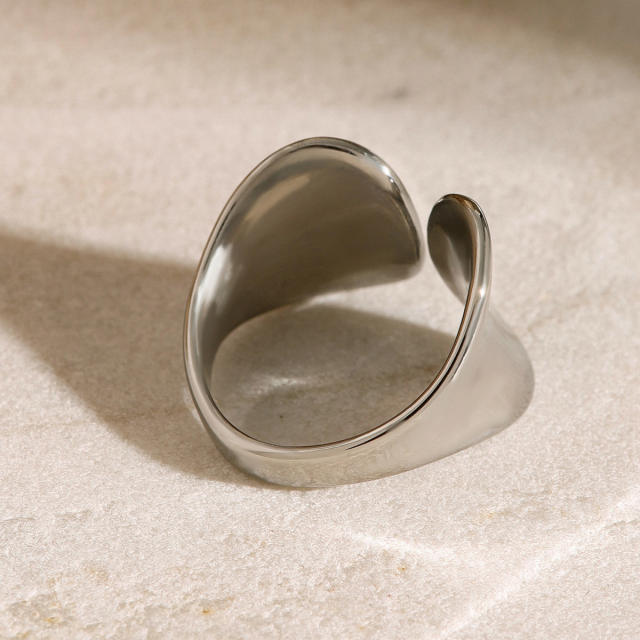 Concise easy match chunky mirror design stainless steel finger rings