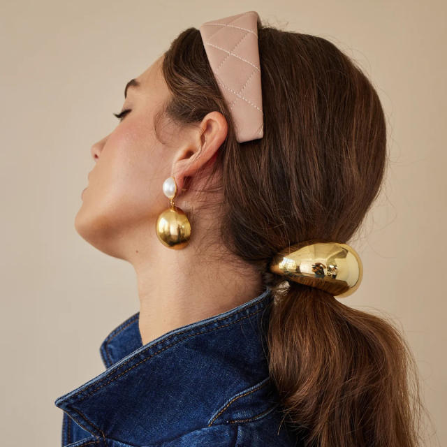 Chunky gold silver color stainless steel hair ties for thick hair