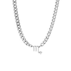 Stainless steel zodiac pendant cuban link chain necklace