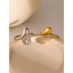 18KG chunky waterdrop diamond Asymmetric stainless steel rings