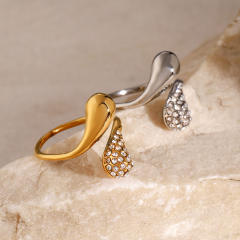 18KG chunky waterdrop diamond Asymmetric stainless steel rings