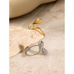18KG chunky waterdrop diamond Asymmetric stainless steel rings