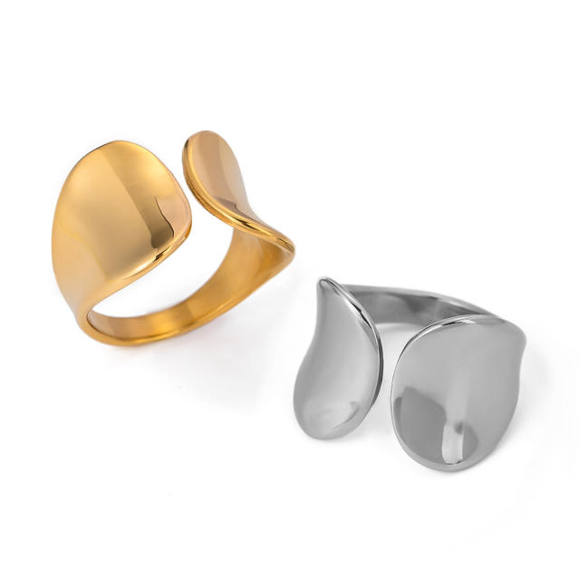 Concise easy match chunky mirror design stainless steel finger rings