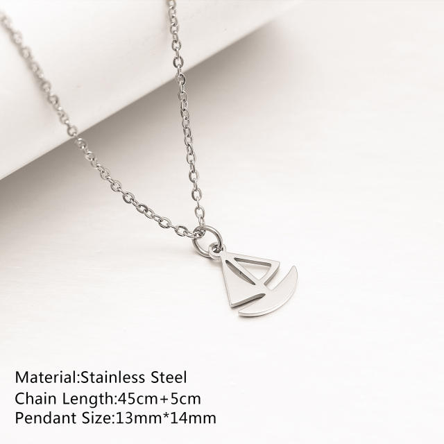 Dainty summer starfish shell anchor pendant stainless steel necklace
