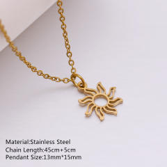 Dainty evil eye sun star pendant stainless steel necklace