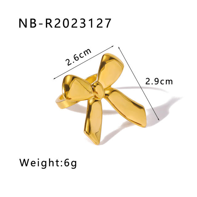 Elegant bow stainless steel finger rings collection