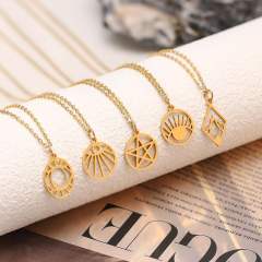 Dainty evil eye sun star pendant stainless steel necklace