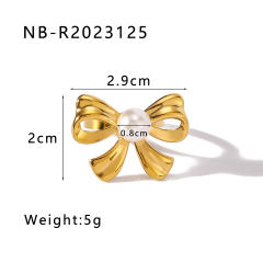 Elegant bow stainless steel finger rings collection