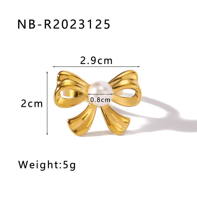 Elegant bow stainless steel finger rings collection