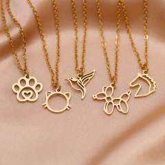 Dainty cute animal pendant stainless steel necklace