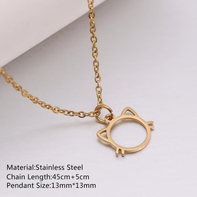 Dainty cute animal pendant stainless steel necklace
