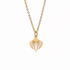 Dainty summer starfish shell anchor pendant stainless steel necklace