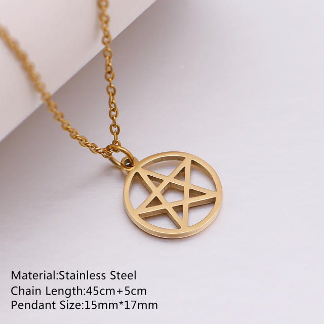 Dainty evil eye sun star pendant stainless steel necklace