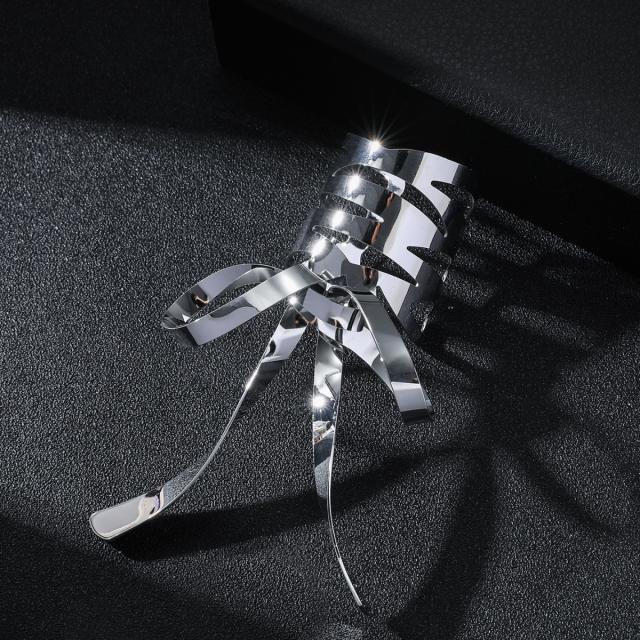 Korean fashion gold silver metal bow design ponytail hair clips hair cuff
