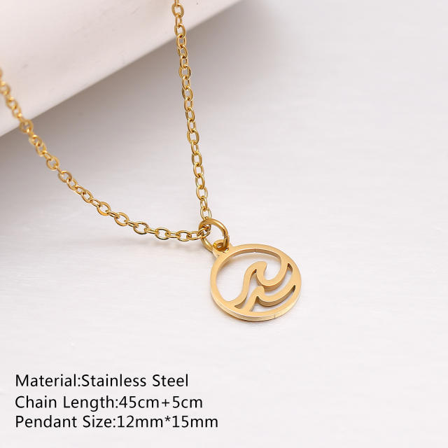 Dainty summer starfish shell anchor pendant stainless steel necklace