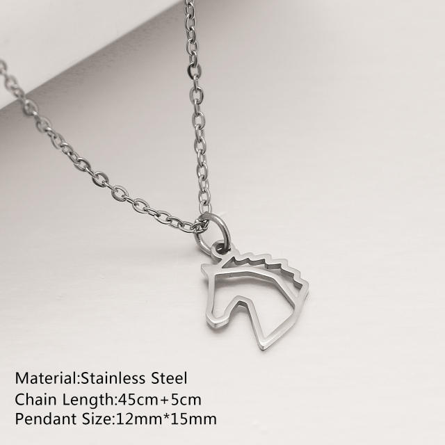 Dainty cute animal pendant stainless steel necklace