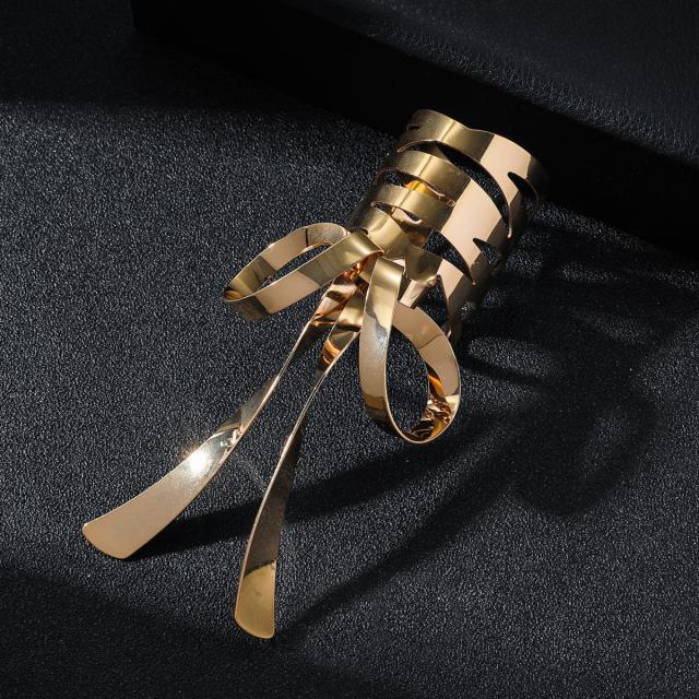 Korean fashion gold silver metal bow design ponytail hair clips hair cuff
