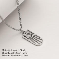 Dainty evil eye sun star pendant stainless steel necklace