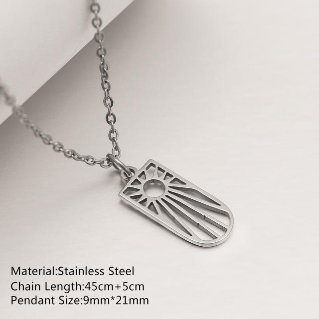 Dainty evil eye sun star pendant stainless steel necklace