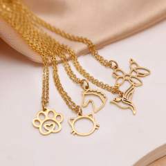 Dainty cute animal pendant stainless steel necklace