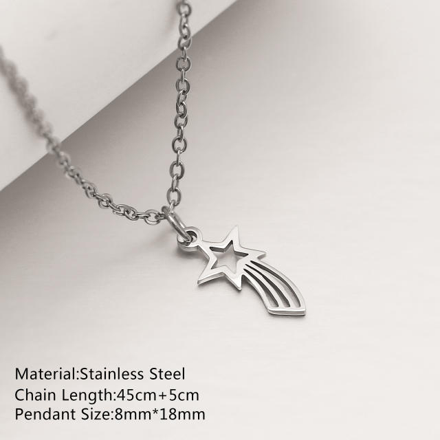Dainty evil eye sun star pendant stainless steel necklace