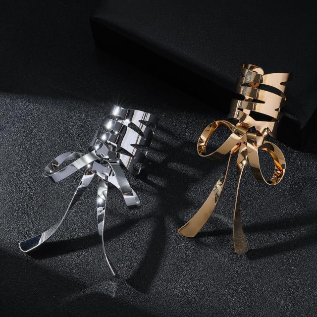 Korean fashion gold silver metal bow design ponytail hair clips hair cuff